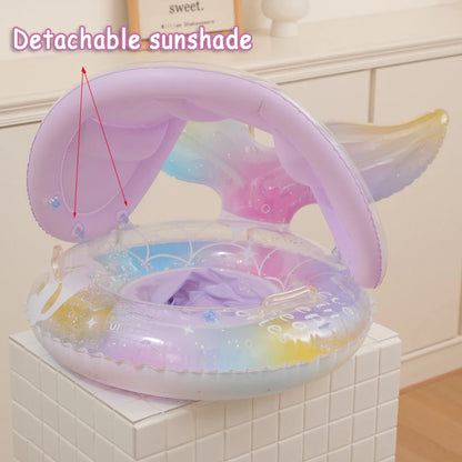 Baby Swimming Float Ring Toy Inflatable Swim Ring Floating Safty Seat with Canopy Kid Summer Water Pool Play Equipment Beach Toy