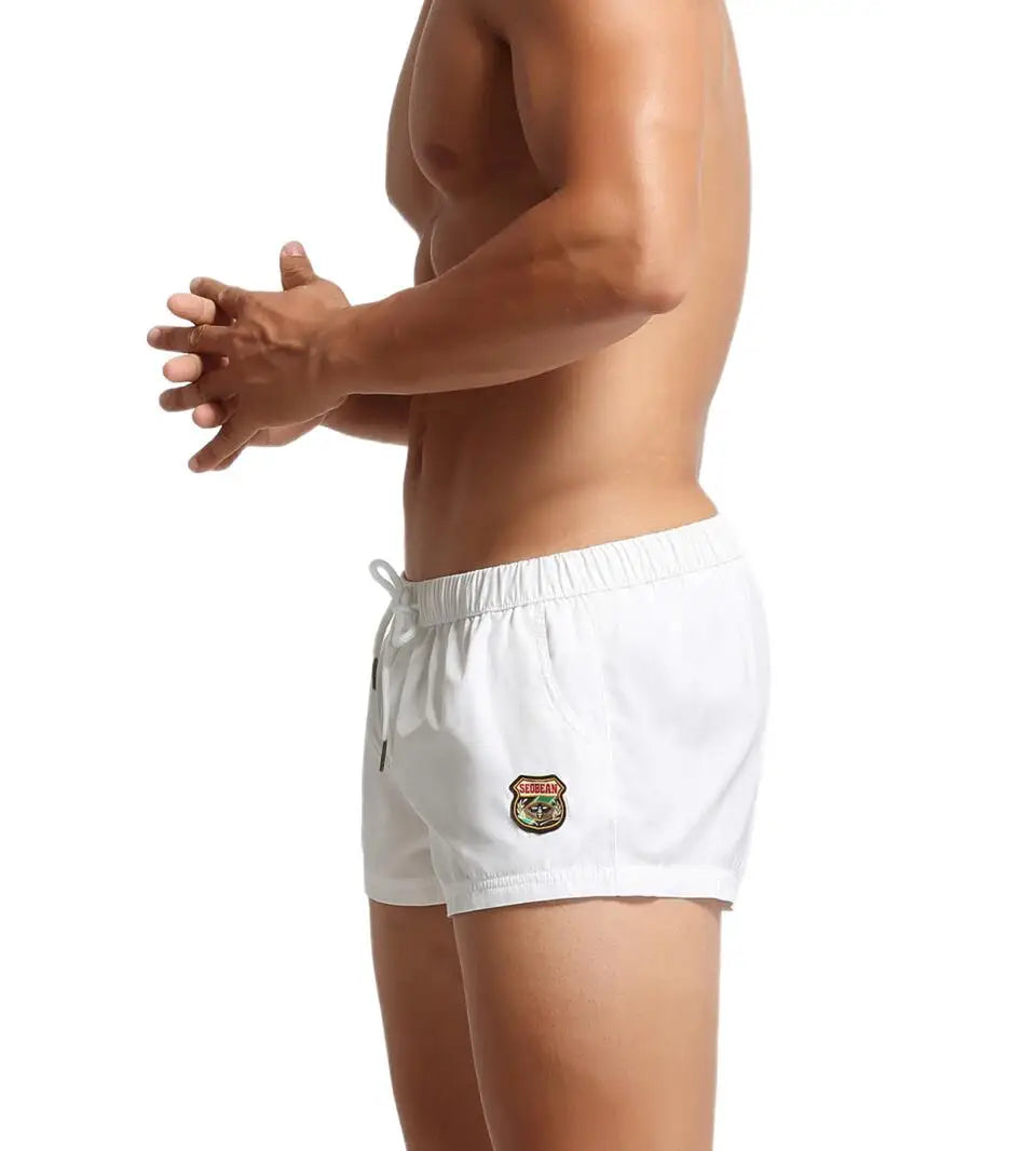 Men's Summer Beach Shorts, Swimwear Trunks Board Short Pants, Male Gym Shorts, Swim Surf Fitness Quick Dry Shorts, SEOBEAN