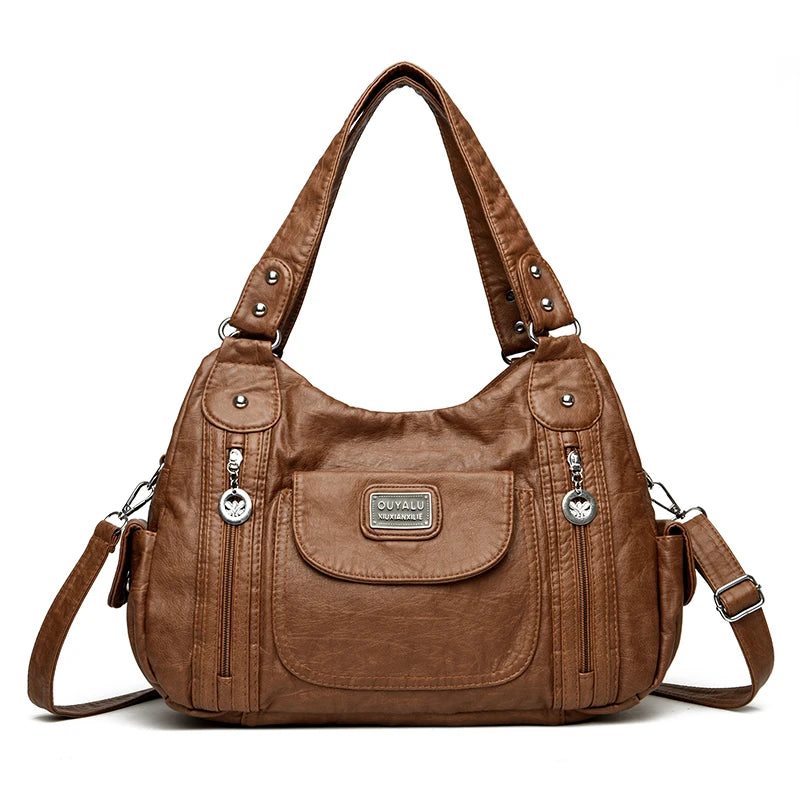 Luxury Designer Handbag Women High capacity Vintage Soft Leather Ladies Casual Large Capacity Shoulder Crossbody Bag Travel Sac