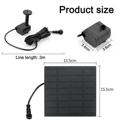 Solar Fountain Pumps with Panels (11/15.5cm) – 8-Nozzle Outdoor Watering Gear & Garden