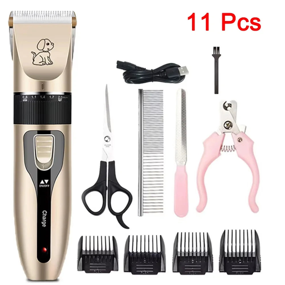 Electrical Pet Clipper Professional Grooming Kit Rechargeable Pet Hair Trimmer Shaver Set Animals Hair Cutting Machine Low-Noise