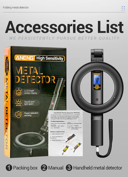 Metal Detector Handheld Beep Vibration Alarm ANENG DM3005B Airport Security Wall Circuit Check Gold Treasure Hunting Tool