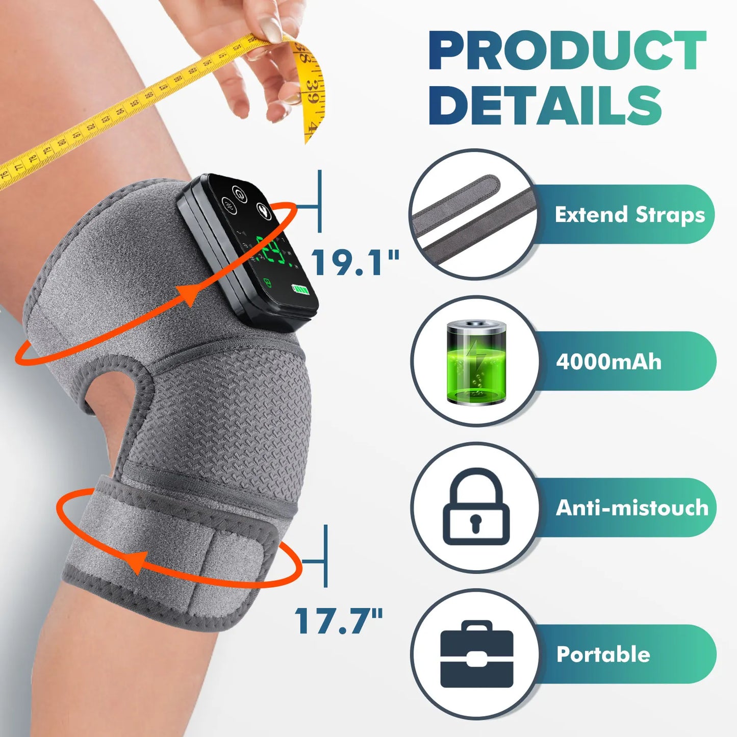 3-in-1 Heated Vibration Massager for Knee, Shoulder, and Elbow - 3 Heat Levels, 3 Vibration Modes, Non-Slip Wrap Design