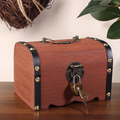 Classic Treasure Chest Savings Box with Secure Lock for Home Ornamentation