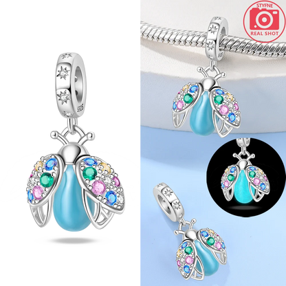 Charms 925 Silver Blue Original Stars Heart Zircon Chameleon Panda Glass Beads Fit Bracelet Jewelry Women Diy Accessories