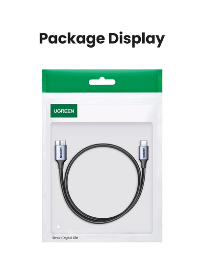 USB C to Micro B 3.0 Cable, 5Gbps 3A, Fast Data Sync Cord For Macbook Hard Drive Disk HDD, SSD Case USB Type C Micro B Cable ,UGREEN
