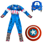 3-12Y Boy's Costume Superhero Roleplay Onesie School Performance Outfit with Mask and Shield Toy Gift