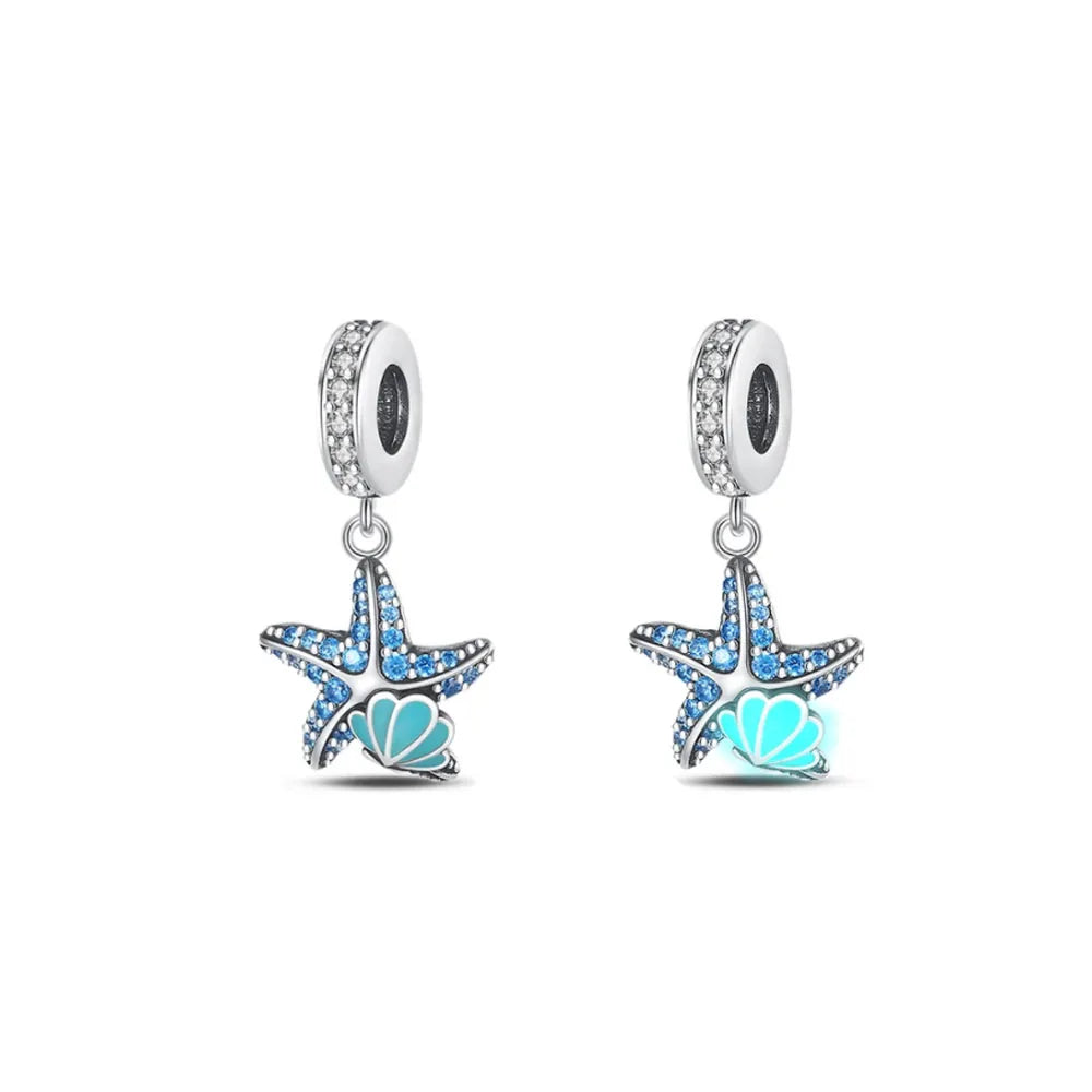 New 925 Silver Octopus crab Charm Bead Sea turtle starfish Seahorse dolphin Pendant Fit Original Bracelet Women DIY Jewelry Gift