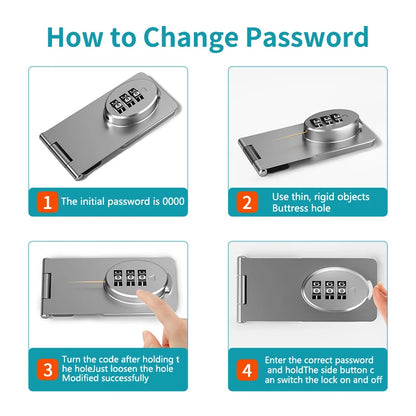 Mechanical Password Locks Door Security Slide Latch Lock for Small Doors Cabinets Barn Door Bathroom Outdoor Garage Garden