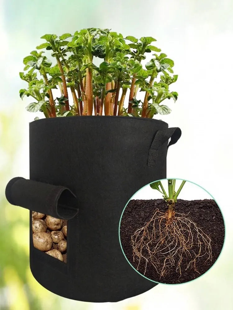 1Pc, Felt Potato Planting Bag, Large Diameter Vegetable Plant Seedling Bag, Non-Woven Felt Potato Growing Bucket