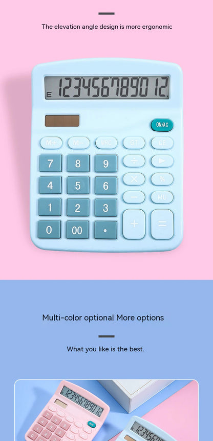 12-Digit Electronic Calculator Solar Calculator Dual Power Supply Calculator for Home Office School Financial Accounting Tools