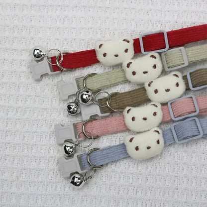 Lovely Pet Collar, Adjustable Cartoon Style Soft Pet Necklace with Bell, Adjustable Small Dog Cat Collar, Pet Supplies, MOONBIFFY