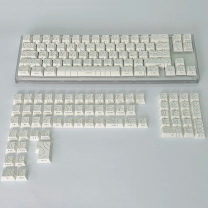 Contour Lines Translucent Keycaps Side Engraving Cherry Profile Black White Key Cap 60 70 80 90 100 Layout Mechanical Keyboard
