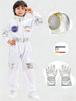 Disfraz de Halloween Astronauta para Niños y Niñas, Traje de Cosplay de Astronauta de Dibujos Animados, Mono de Fiesta Espacial, Traje de Spaceman Blanco, Bodysuit de Disfraz de Astronauta