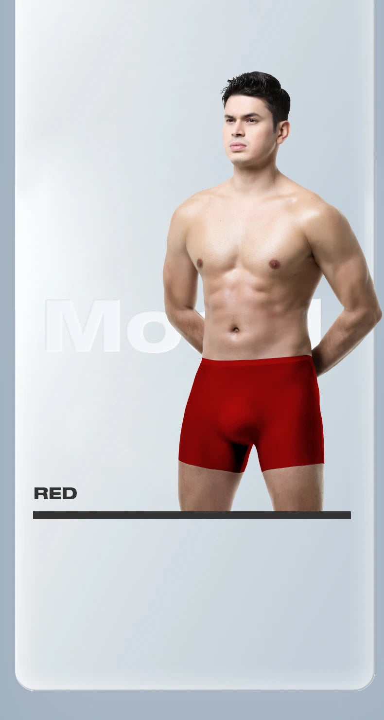 Men's Underwear, Men's 3D Stamping Ice Silk Boxers, Seamless Thin Boxers, Lengthened Sports Summer Shorts