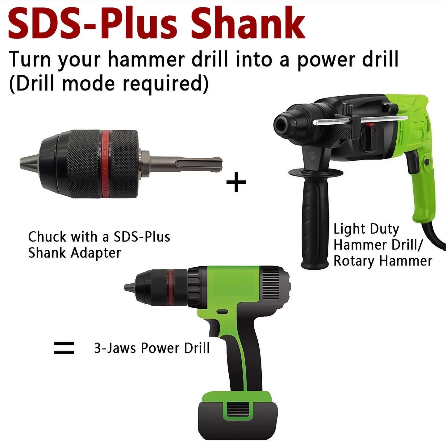 STONEGO 2 sizes 1 Set 2-13mm/1.5-10mm Drill Chuck Drill Adapter 3/8-24UNF Changed Impact Wrench Into Electric Drill Tools