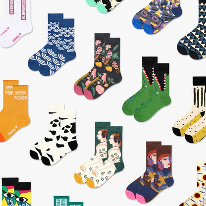 New cotton socks high-quality men's and women's British style casual Harajuku fashion novelty literary couple sexy socks