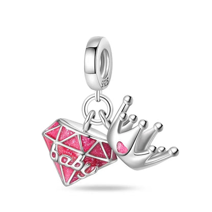 New 925 Silver Fashion Pink Princess Skirt Bag Lipstick Charms Beads Fit 3mm 925 Original Bracelet DIY Jewelry Birthday Gift