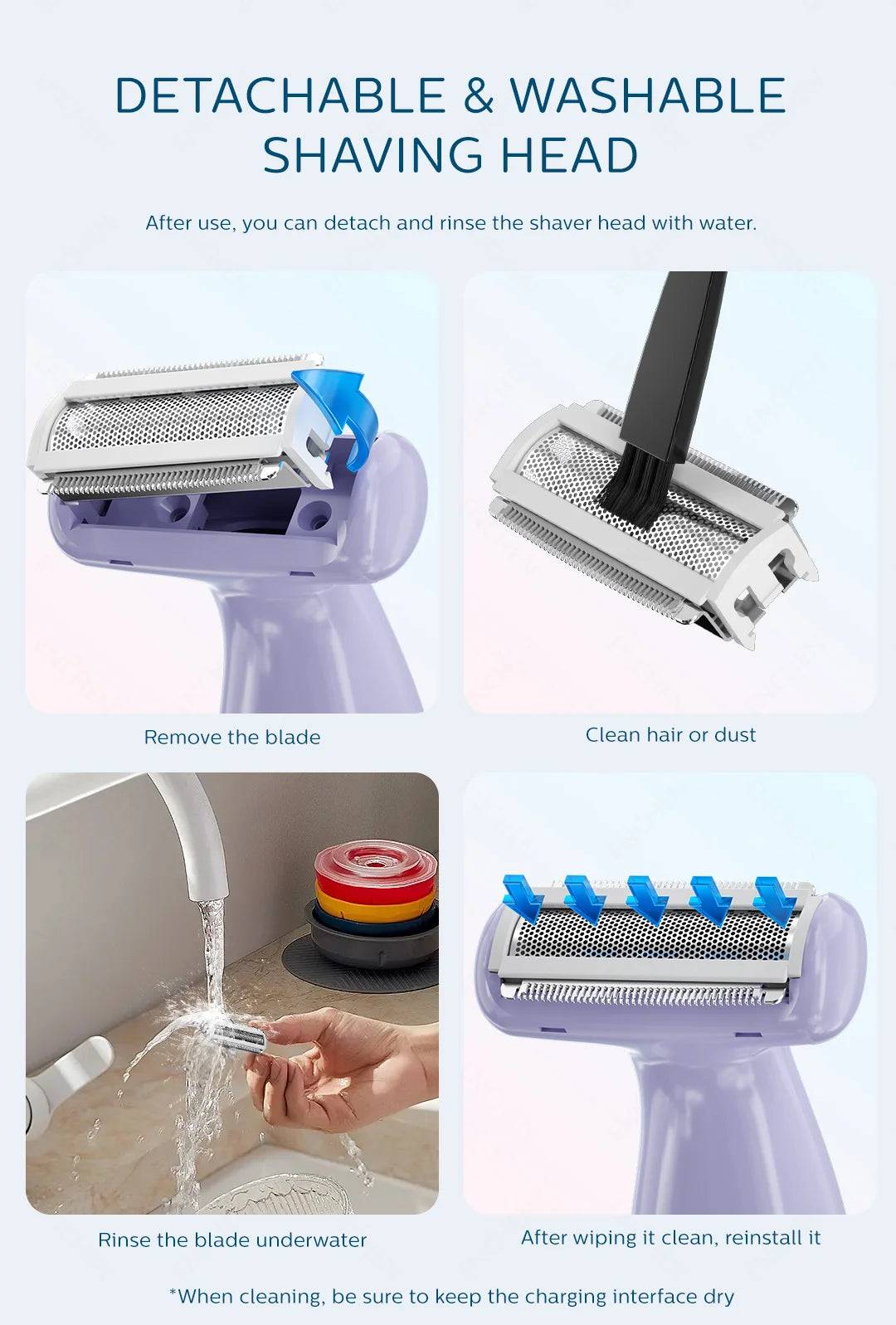 ENCHEN A1 Hair Trimmer For Lady Wet&Dry Suitable For The Whole Body Type-C Fast Charge 3-IN-1 Smooth Painless Detachable Blade