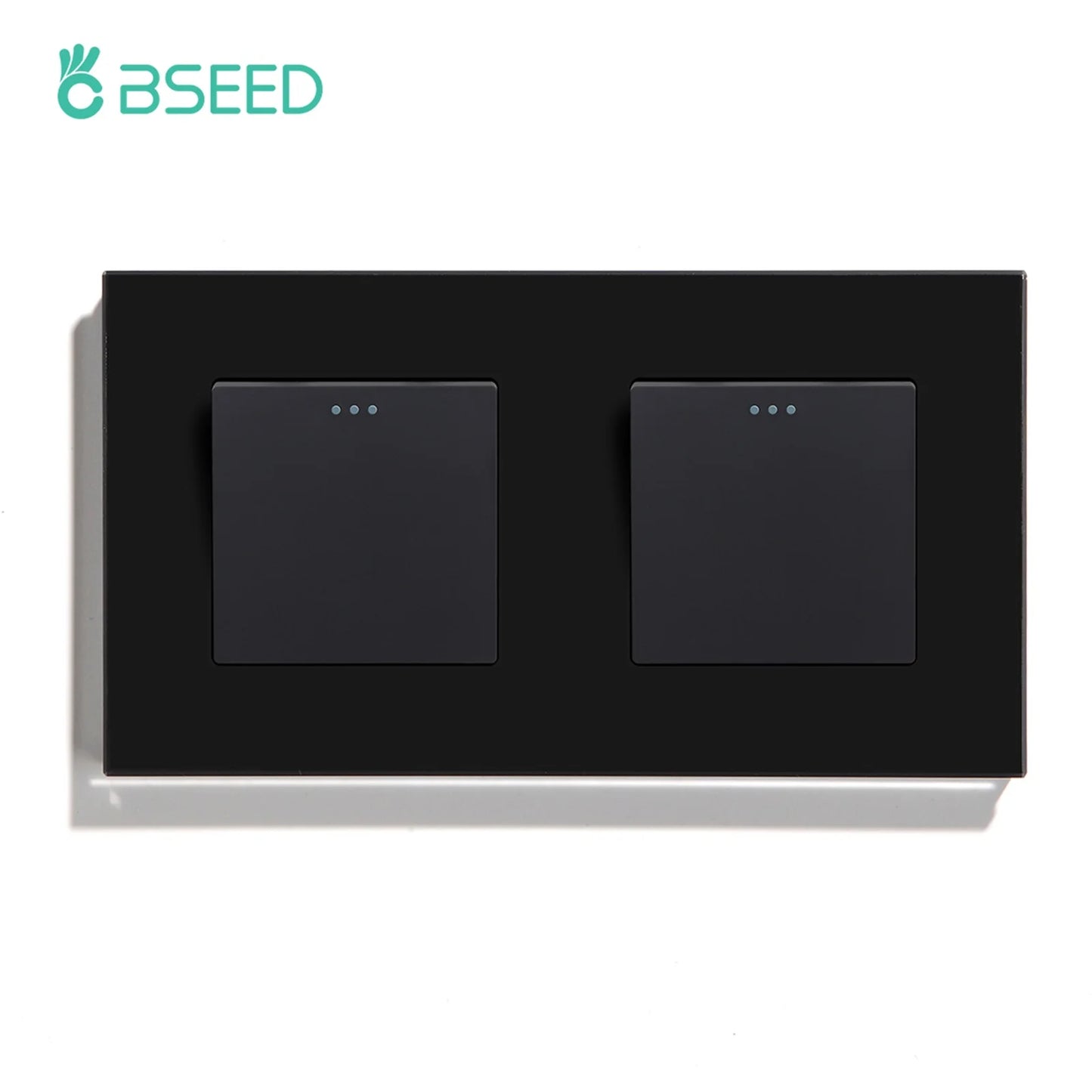BSEED Mechanical Wall Light Push Switch 1/2Gang 1Way Automatic Rebound Switches Button With Glass Frame 250V