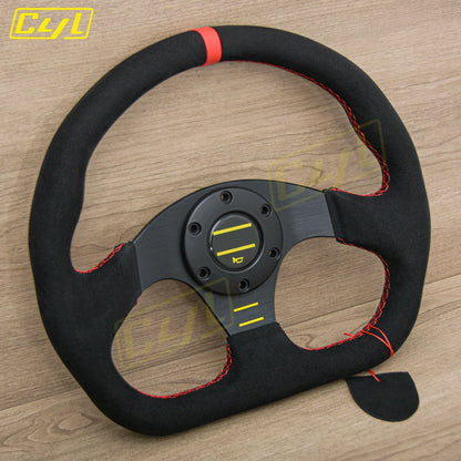 12.5-inch 320mm Universal D-Shaped Suede Leather Steering Wheel Sim Racing Sports Game Steering Wheel