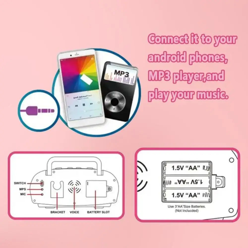 Kid Karaoke Singing Machine with Microphone Portable Musical Instrument with Light Educational Toy Girl Boy Party Birthday Gift