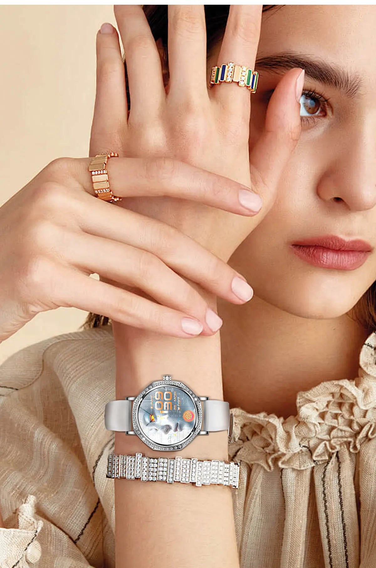 Luxury Women's Smartwatches Diamond Dial Fashion Smart Watch Heart Rate Monitor Sleep Tracking IP67 Waterproof For Android & IOS