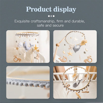 Newborn Baby Rattles Toys, 0-12 Months Soft Felt Whale Bed Bell Infant Mobile Crib Hanging Musical Carousel Toy, Boys Girls Gift