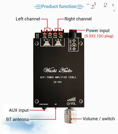 2*100W TDA7498E Audio Power Amplifier Bluetooth-compatible 5.0 Stereo HiFi Class D Digital Home Theater AUX Music AMP