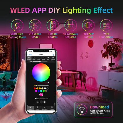 DOMRAEM ESP32 USB-C WLED Digital LED controller RGB IC DIY APP 16A fuse Works with HA/MQTT/Alex WS2811/12/12B/14/05 Sk6812 Strip