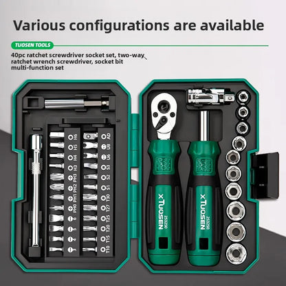 TUOSEN 40 Piece Ratchet Wrench And Screwdriver Comprehensive Set High Hardnes Swear Resistant Durable