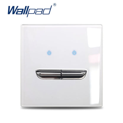 Wall Light Switch Chrome Toggle Press Button Tempered Glass Plate Blue LED Light 1 2 3 4 Gang White Black Gray Gold