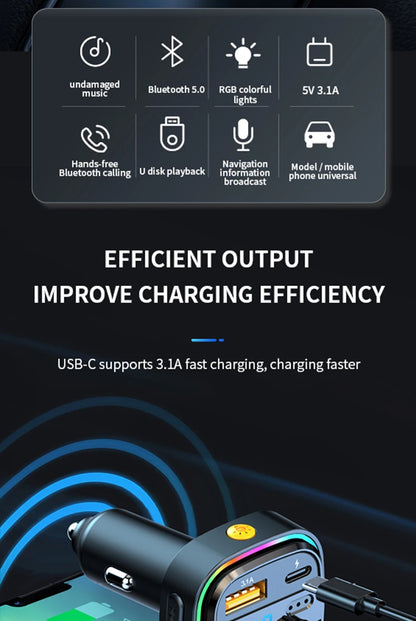 Car MP3 Player FM Transmitter Car Charger Type C Bluetooth 5.0 Handsfree Bluetooth Calling Super Quick Charge Adapter for Car