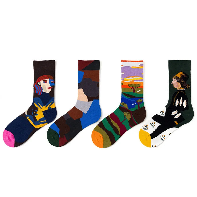 New cotton socks high-quality men's and women's British style casual Harajuku fashion novelty literary couple sexy socks