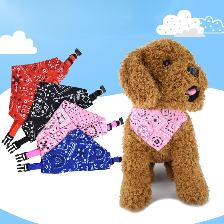 Pet Triangle Scarf, Cat Dog Saliva Towel, Printed Pets Dog Collar, Adjustable Strap, Kitten Puppy Saliva Neckerchief, Pet Supplies