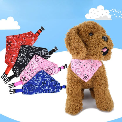 Pet Triangle Scarf, Cat Dog Saliva Towel, Printed Pets Dog Collar, Adjustable Strap, Kitten Puppy Saliva Neckerchief, Pet Supplies