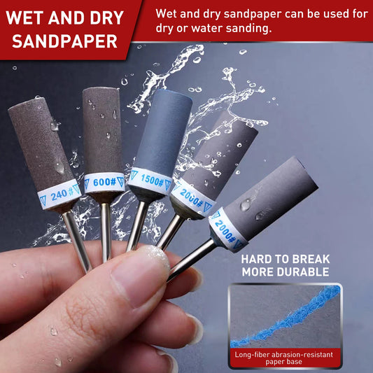 25Pcs, Sanding Drums, Sandpaper Sticks Set with 1/8"(3mm) Shank for Dremel Rotary Tool, 180/240/600/1000/1500/2000 Grits Different