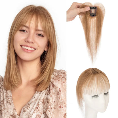 Clips in Bangs Real Human Hair 3D 360° Cover Air Bangs Lightweight Hairpieces for Women Seamless Blend for Instant Volume on Top