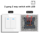 novski Crystal Tempered Glass Panel 1 Gang 1way, 1 Gang 2way, 2 Gang 1way, 2 Gang 2way, Wall Switch with LED Indicator 16A 250V