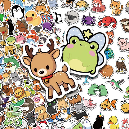 100/200pcs Cartoon Cute Animals Stickers Decals For Laptop Scrapbook Refrigerator Skateboard Helmet DIY Aesthetic Stickers