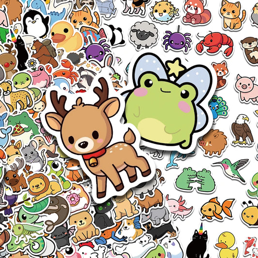 100/200pcs Cartoon Cute Animal Stickers Decals For Laptop Scrapbook Refrigerator Skateboard Helmet DIY Aesthetic Stickers