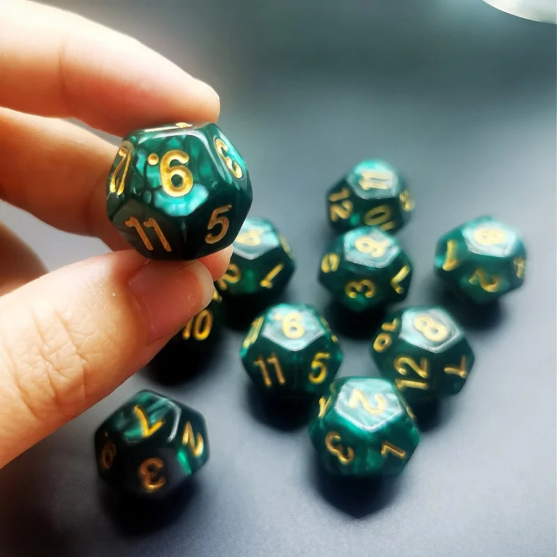 D12 12 Faces DND Dice Transparent Acrylic 12 Side Dice Set Polyhedral TRPG, Mtg, Rpg, Dice for DND or COC Game, 10PCs per Set