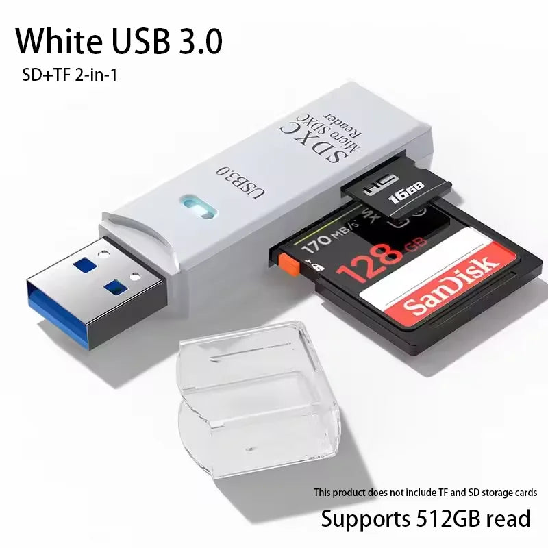 2-in-1 Multi-Functional USB 3.0 Card Reader Micro SD TF Memory Card Reader USB Flash Drive Card Reader Adapter for PC Laptops Accessories