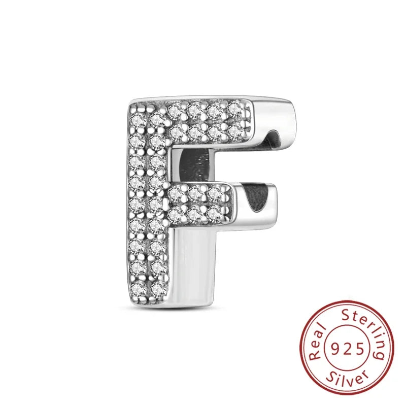 925 Sterling Silver 26 Letters Charms A-Z Alphabet Beads Fit Original Bracelet for Women Girl DIY Fine Jewelry Gift