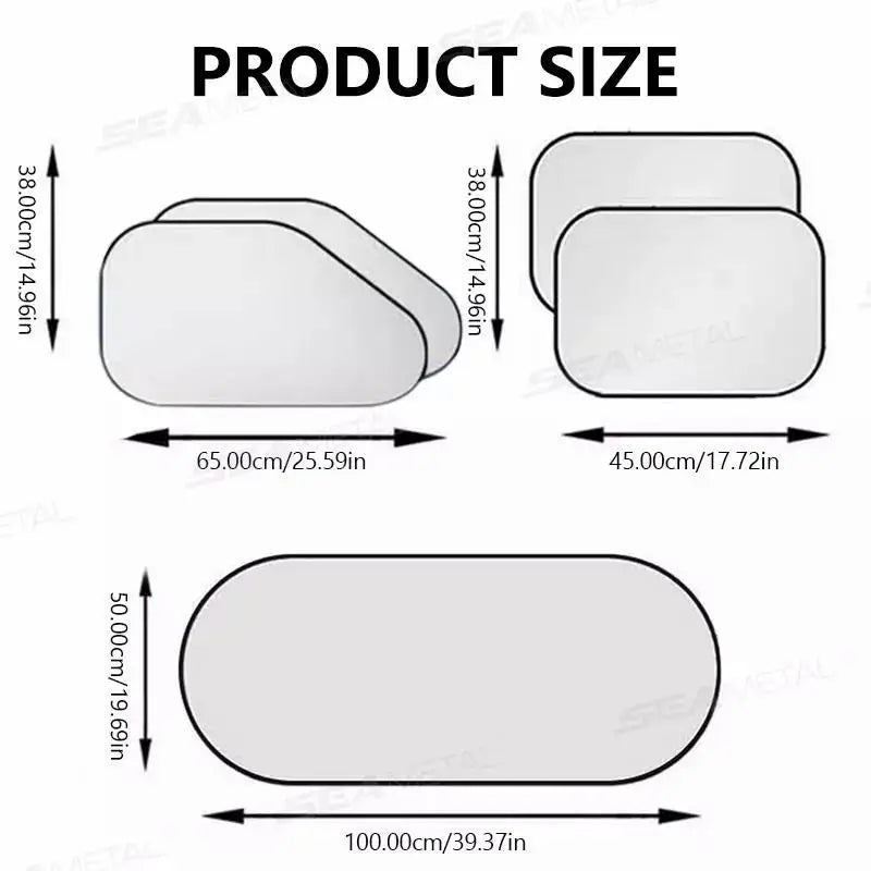 Car Sun Shade UV Protector, Reflective Fabric Car Window Sunshade, Front Rear Back Window Sun Visor, Summer UV Protection, SEAMETAL