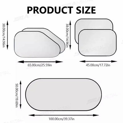 Car Sun Shade UV Protector, Reflective Fabric Car Window Sunshade, Front Rear Back Window Sun Visor, Summer UV Protection, SEAMETAL