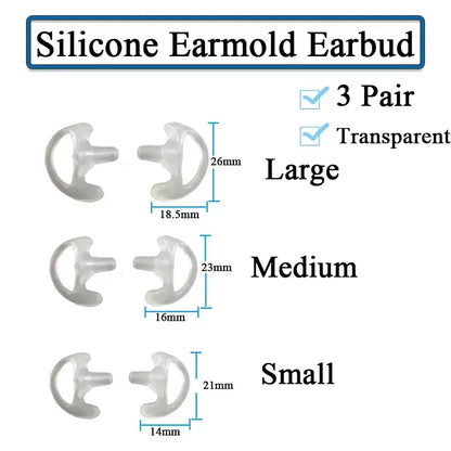 3-Pair Ear Mold Earbud Replacement Soft Silicone Earmould Earplug S/M/L Size for Walkie Talkie Radio Acoustic Earpieces Headsets