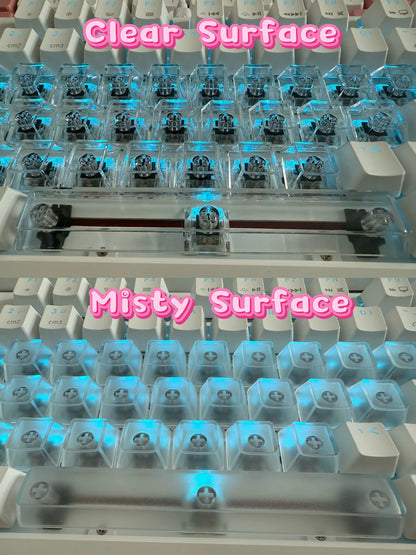 Full Sets Transparent Keycaps for Mechanical Keyboard Front/Side/None Print RGB Backlit Full/Misty Transparent Keycap 130+ Key