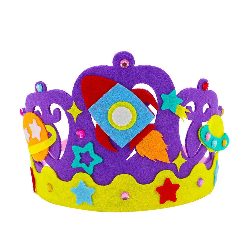 4 Pcs Creative DIY Handmade Toys Crown Hat Princess Tiara Cartoon Kindergarten Educational Art Craft EVA Paper Kids Party Gifts