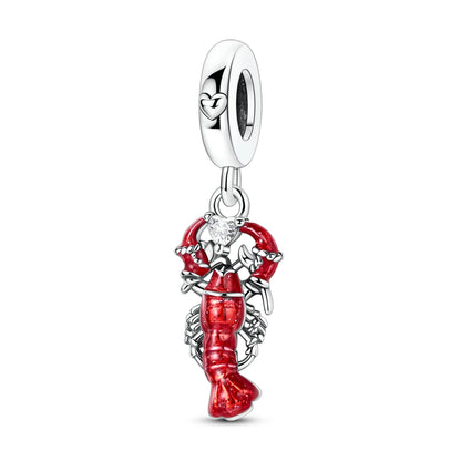 PAMELA 925 Sterling Silver Sea Turtle Starfish Blue Charm Dolphin Octopus Shell Bead For Original Charms Bracelets Ocean Jewelry